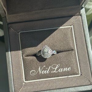 Neil Lane White Pear Halo Diamond Engagement Ring